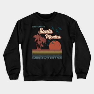 Santa Monica Beach - Santa Monica Beach Retro Sunset Crewneck Sweatshirt